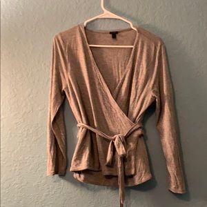 J.Crew Mercantile Gray  Tan Wrap Sweater Sz M